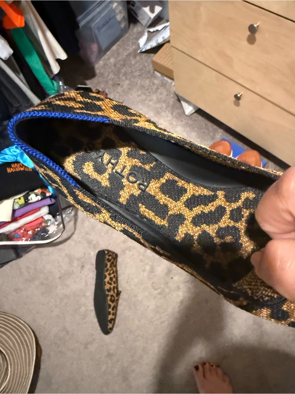 Rothy’s Leopard Print Almond Loafers in Black and Gold - Picture 4 of 4